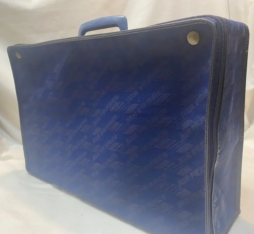 VTG Air France Carry On Luggage Collapsible Suitcase Navy